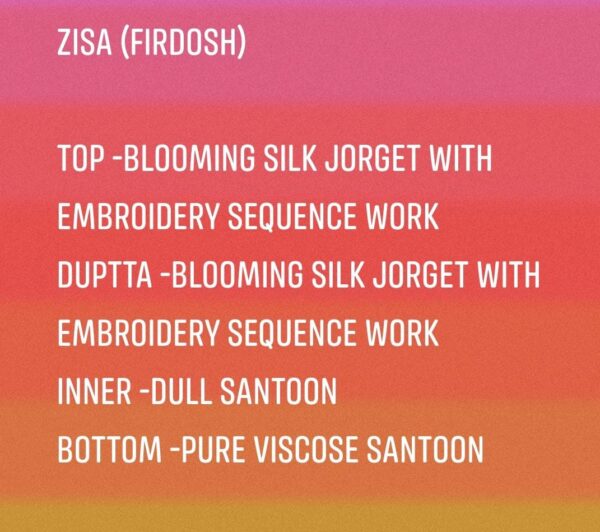 ZISA FIRDOSH BLOOMING SILK GEORGETTE SALWAR SUITS SURAT