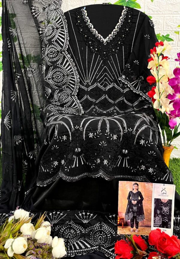 RUNGREZ 1026 BLACK GEORGETTE PAKISTANI SUITS WHOLESALER SURAT