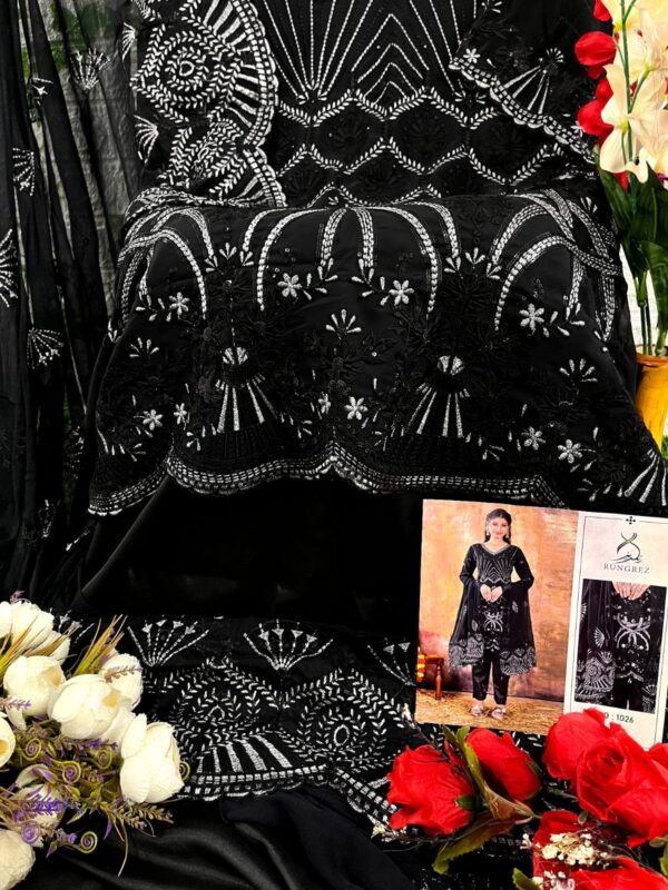 RUNGREZ 1026 BLACK GEORGETTE PAKISTANI SUITS WHOLESALER SURAT