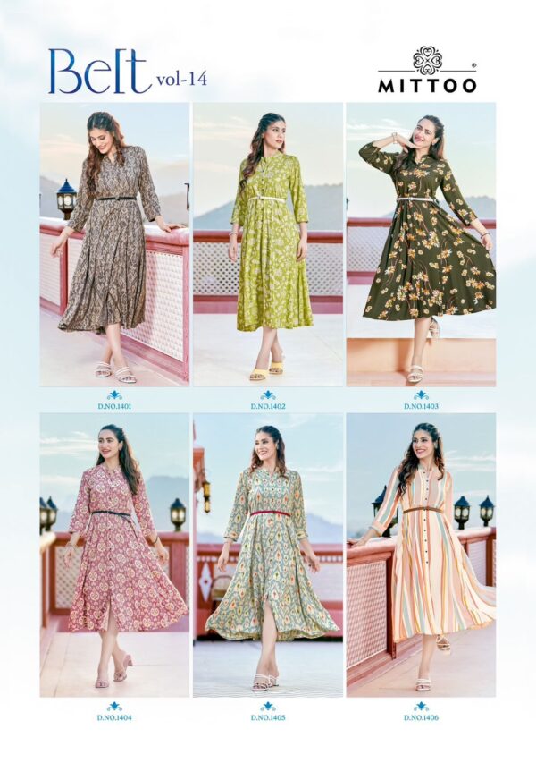 MITTOO BELT VOL 14 RAYON PRINT EXPORT QUALITY KURTIS CATALOG WHOLESALER