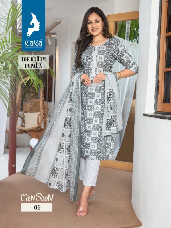 KAYA MONSOON RAYON PRINT KURTI WITH BOTTOM AND DUPATTA WHOLESALER