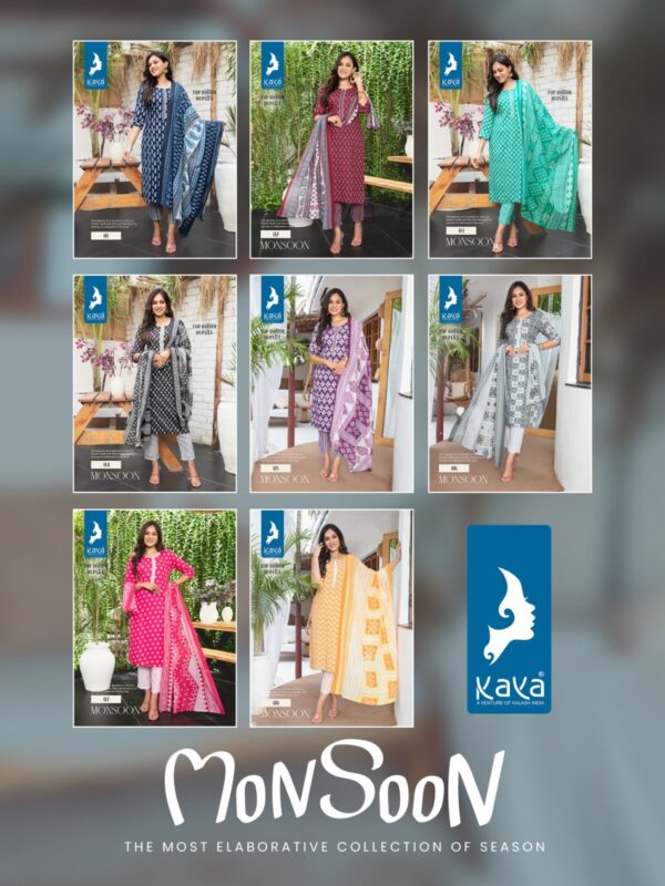 KAYA MONSOON RAYON PRINT KURTI WITH BOTTOM AND DUPATTA WHOLESALER