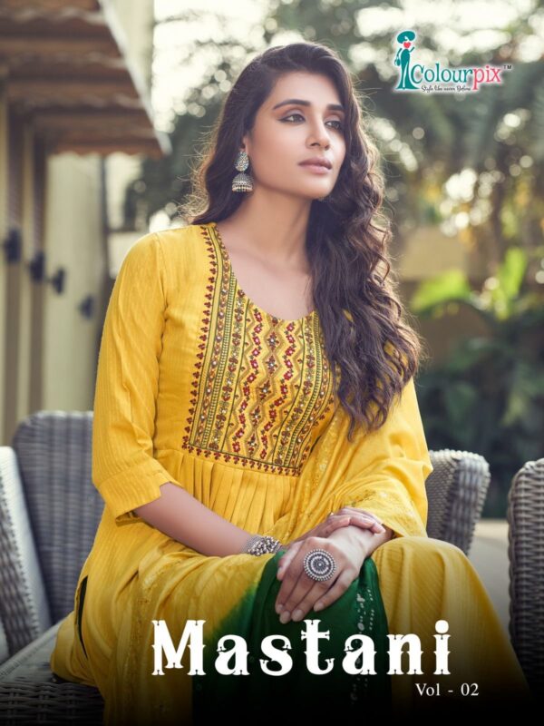 COLOURPIX MASTANI VOL 2 HEAVY VISCOSE RAYON KURTIS WITH BOTTOM AND DUPATTA WHOLESALE