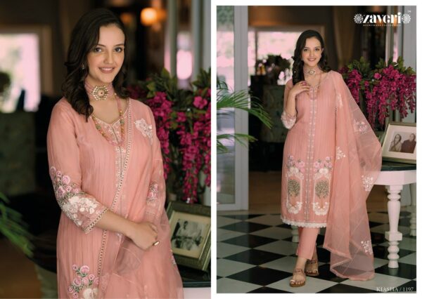 ZAVERI KIASHA  READYMADE ORGANZA HEAVY EMBROIDERY PARTYWEAR  READYMADE SUITS COLLECTION