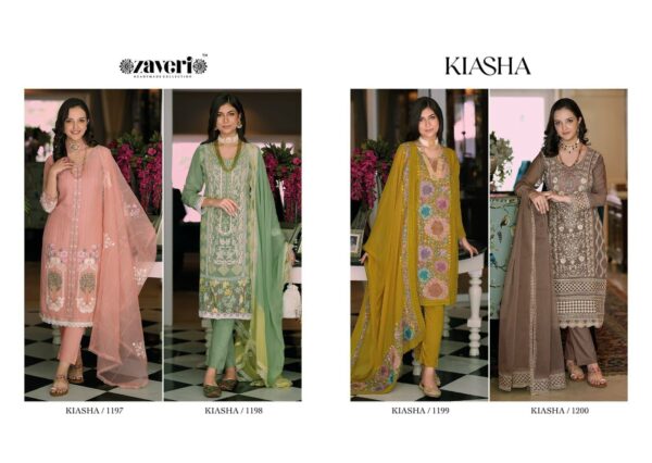 ZAVERI KIASHA  READYMADE ORGANZA HEAVY EMBROIDERY PARTYWEAR  READYMADE SUITS COLLECTION