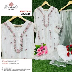 RAMSHA R 1047  ORGANZA READYMADE  PAKISTANI SALWAR KAMEEZ