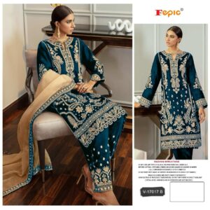 FEPIC V 17017 B VELVET HEAVY EMBRODERED SUITS SUPPLIER SURAT