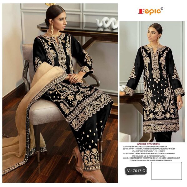 FEPIC V 17017 C VELVET HEAVY EMBRODERED SUITS SUPPLIER SURAT