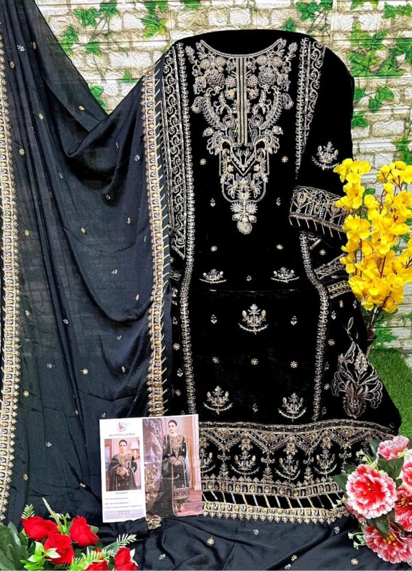 DINSAA D 230 E VELVET HEAVY WORK PAKISTANI SALWAR KAMEEZ COLLECTION