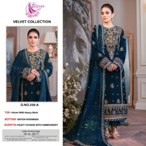 DINSAA D 230 A VELVET HEAVY WORK PAKISTANI SALWAR KAMEEZ COLLECTION