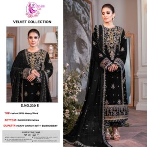 DINSAA D 230 E VELVET HEAVY WORK PAKISTANI SALWAR KAMEEZ COLLECTION
