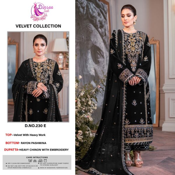 DINSAA D 230 E VELVET HEAVY WORK PAKISTANI SALWAR KAMEEZ COLLECTION