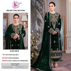DINSAA D 230 B VELVET HEAVY WORK PAKISTANI SALWAR KAMEEZ COLLECTION