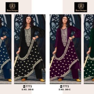 ZIAAZ DESIGNS 369 VELVET SEMI STITCHED PAKISTANI SALWAR KAMEEZ COLLECTION