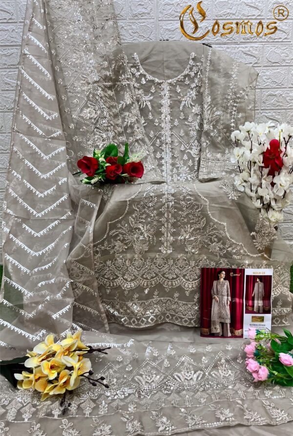 COSMOS GOLD 25 HEAVY ORGENZA PAKISTANI SALWAR KAMEEZ WHOLESALER SURAT