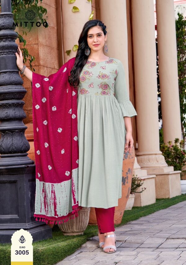 MITTOO GARIMA KURTI WITH PANT AND DUPATTA CATALOGUE WHOLESALER