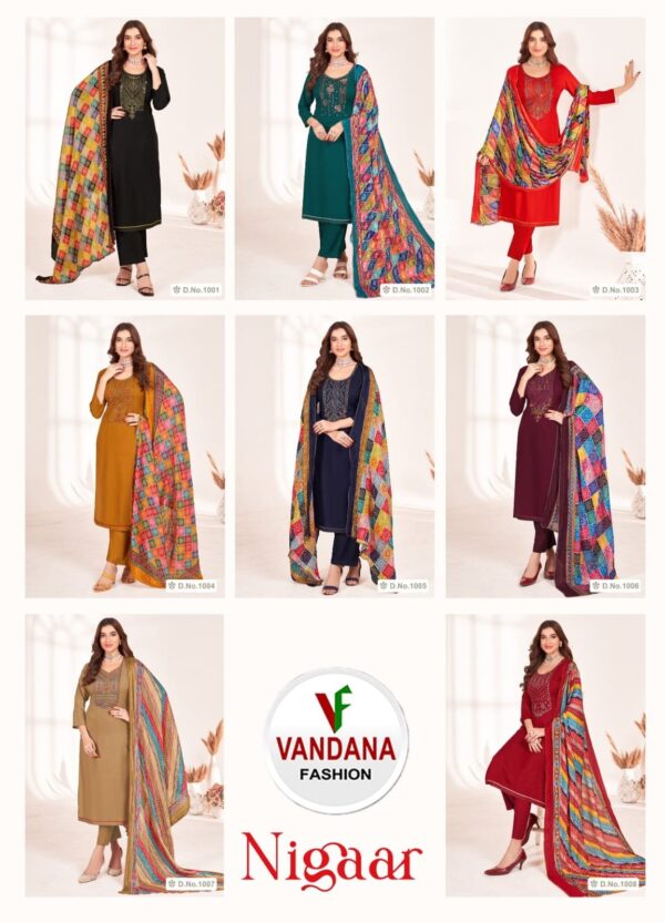 VANDANA FASHION NIGAAR VOL 1 RAYON SLUB EMBROIDERY WORK SALWAR KAMEEZ