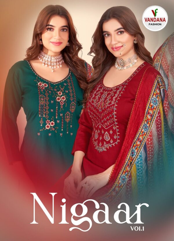VANDANA FASHION NIGAAR VOL 1 RAYON SLUB EMBROIDERY WORK SALWAR KAMEEZ