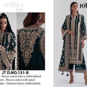 JT 131 B RAYON COTTON EMBROIDERY WORK PAKISTANI SUITS BY JOHRA TEX