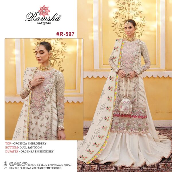 RAMSHA R 597 GEORGETTE PARTYWEAR PAKISTANI SUITS WHOLESALER