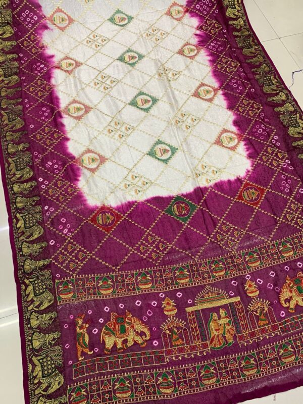 GFS PRESENT PANETAR GHANTDI WORK BANDHEJ SILK PARTY WEAR SAREES COLLECTION