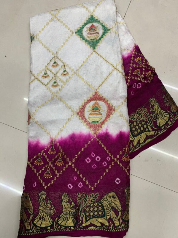 GFS PRESENT PANETAR GHANTDI WORK BANDHEJ SILK PARTY WEAR SAREES COLLECTION