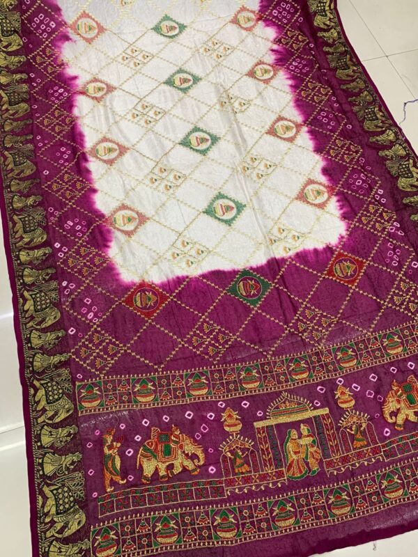 GFS PRESENT PANETAR GHANTDI WORK BANDHEJ SILK PARTY WEAR SAREES COLLECTION
