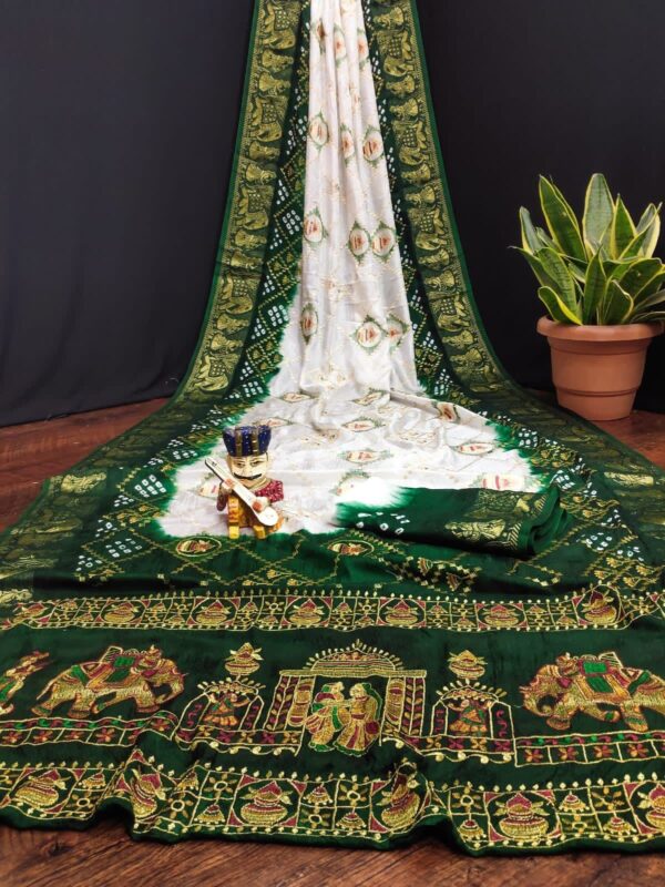 GFS PRESENT PANETAR GHANTDI WORK BANDHEJ SILK PARTY WEAR SAREES COLLECTION