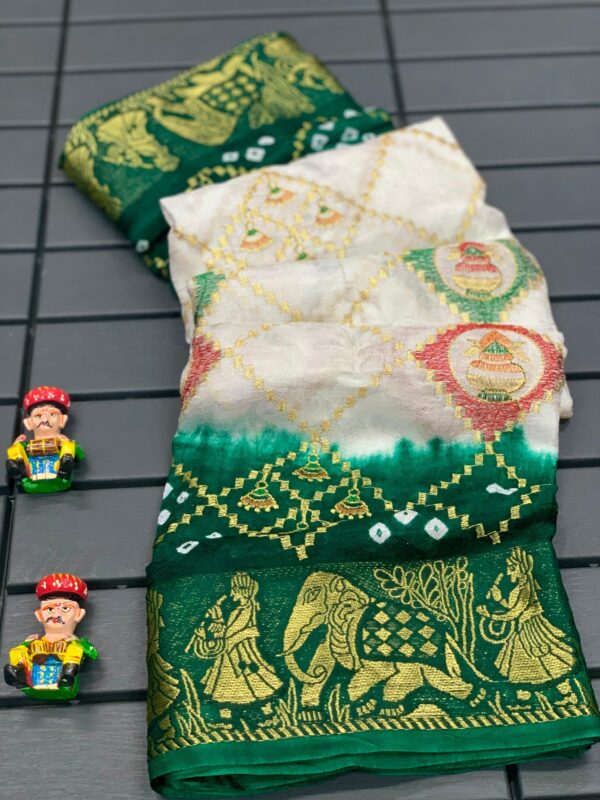 GFS PRESENT PANETAR GHANTDI WORK BANDHEJ SILK PARTY WEAR SAREES COLLECTION
