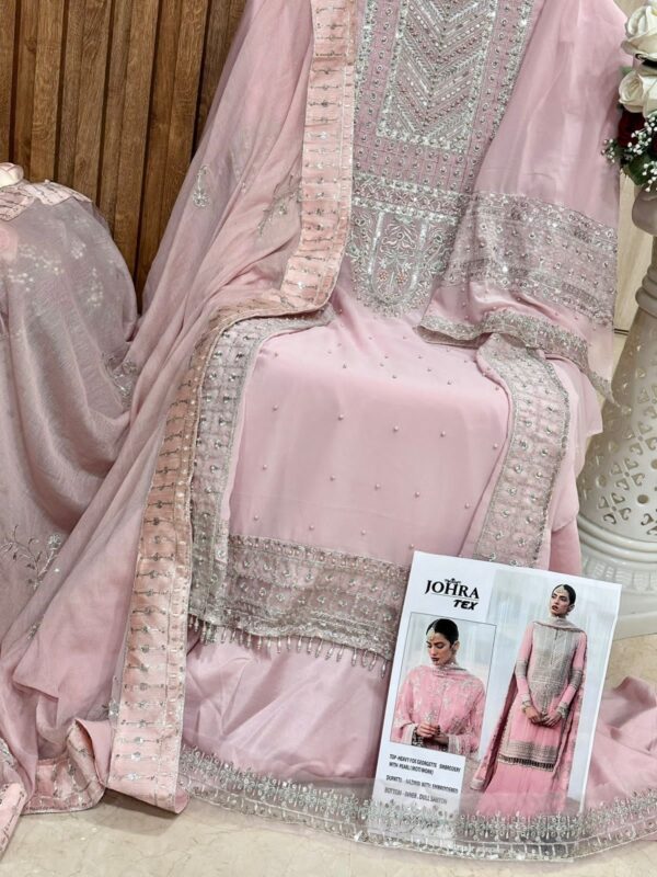 JOHRA TEX JT 129 GEORGETTE HEAVY EMBROIDERED PAKISTANI SALWAR KAMEEZ WHOLESALER