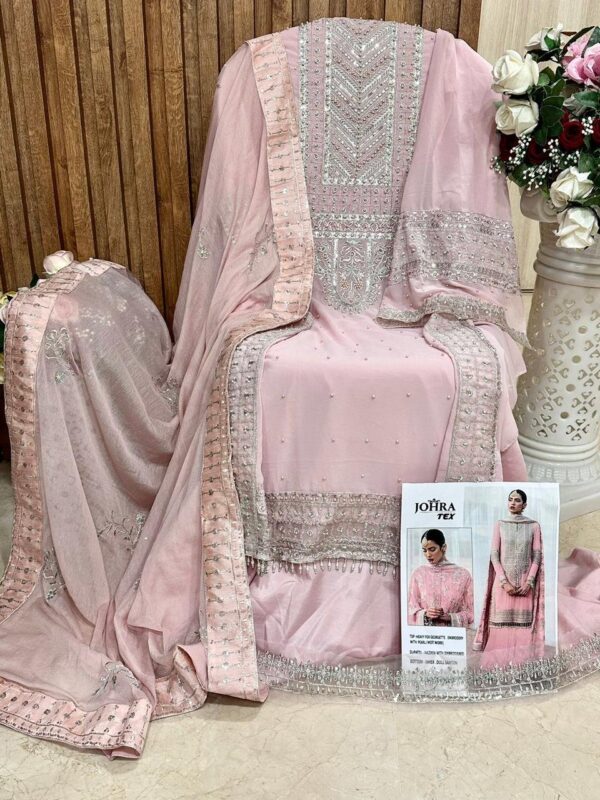JOHRA TEX JT 129 GEORGETTE HEAVY EMBROIDERED PAKISTANI SALWAR KAMEEZ WHOLESALER