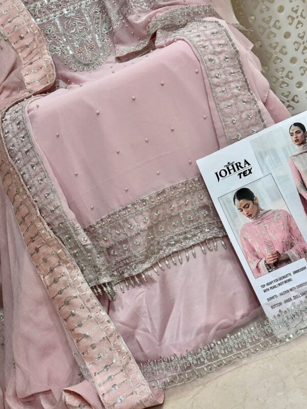 JOHRA TEX JT 129 GEORGETTE HEAVY EMBROIDERED PAKISTANI SALWAR KAMEEZ WHOLESALER