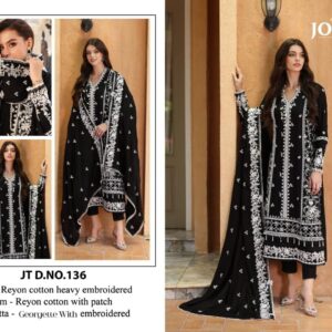 JOHRA TEX JT 136 RAYON COTTON HEAVY WORK PAKISTANI SUITS COLLECTION