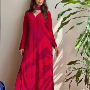 BE 170 RED  GEORGETTE READYMADE KURTI WITH PANT AND DUPATTA