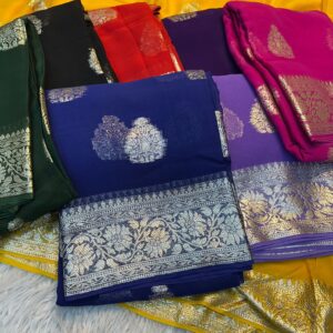 SWS VISCOSE GEORGETTE SAREE WITH VISCOSE GEORGETTE RUNNING BLOUSE