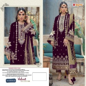 FEPIC 17015 - D VELVET PAKISTANI SUITS WHOLESALER SURAT