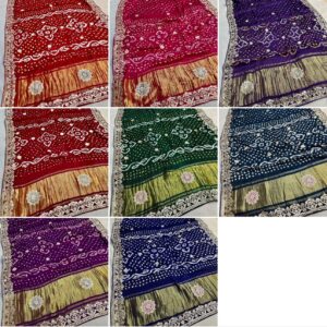 GAJJI SILK ORIGINAL BANDHANI SAREE WITH GOTA PATTI HANDWORK
