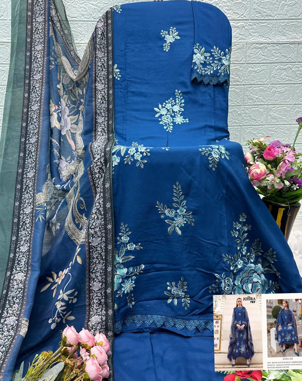 JOHRA TEX JT 194 RAYON COTTON PAKISTANI SUITS WHOLESALE JOHRA TEX JT 194 RAYON COTTON PAKISTANI SUITS WHOLESALE - Image 2