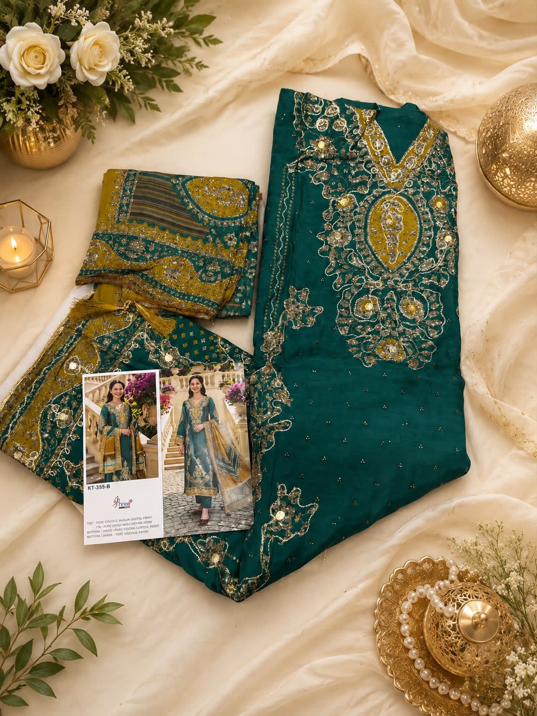 SHREE FABS KT 355 B VISCOSE MUSLIN PAKISTANI SUITS SHREE FABS KT 355 B VISCOSE MUSLIN PAKISTANI SUITS - Image 3